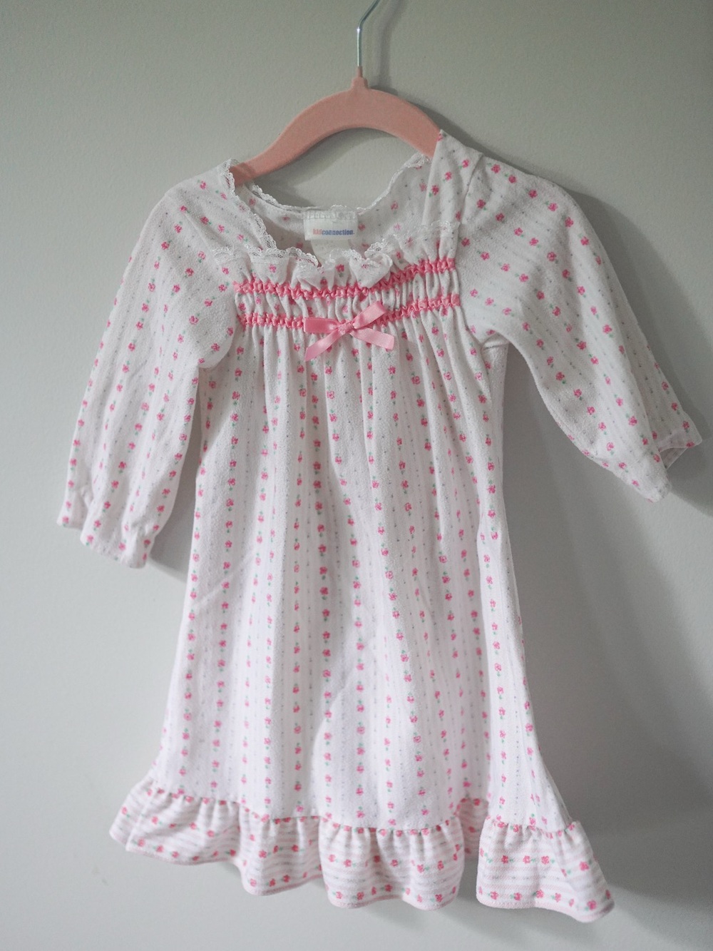 Vintage Grandmillenial y2k 12m Kid Connection Pink Floral Smocked Nightgown